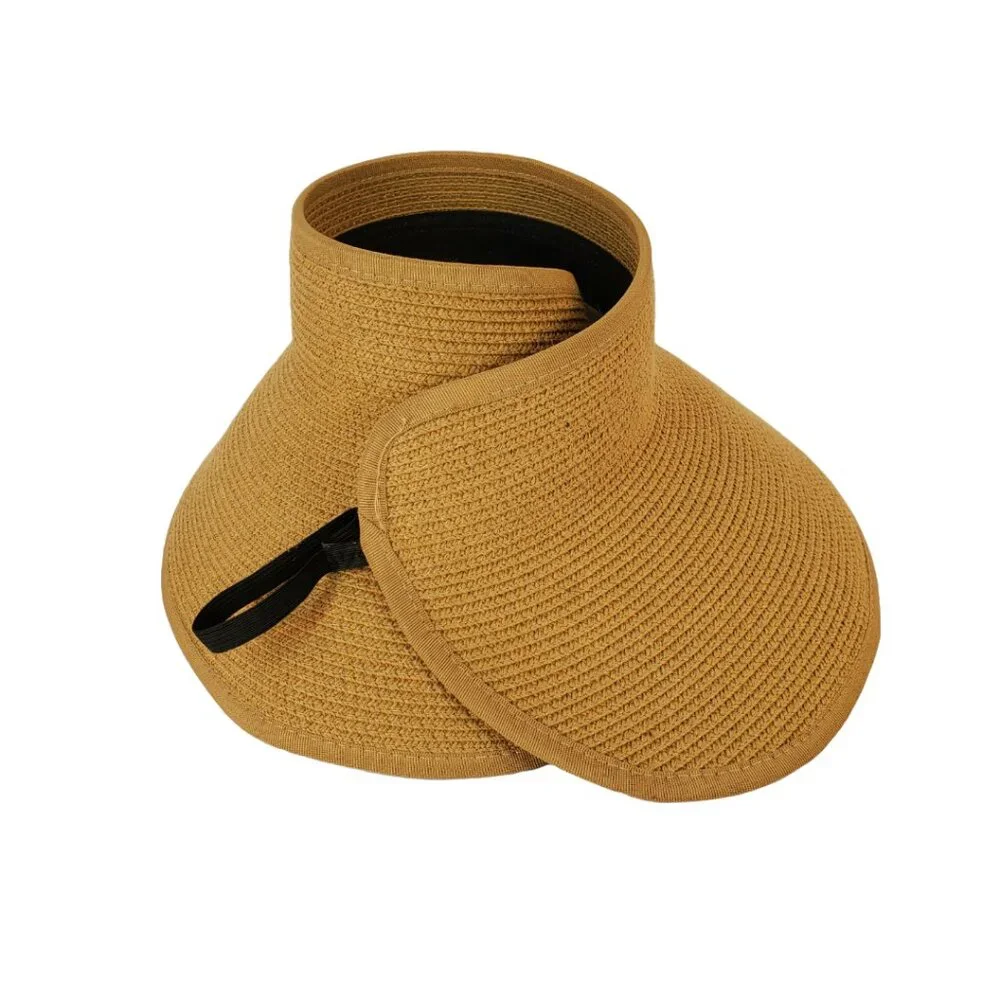 Furtalk Womens Sun Visor Roll Up Beach Hat. Wide Brim. Paper Cotton. Adj Size.